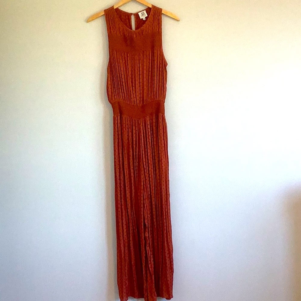 Anthropologie dRA Copper Smocked Polka Dot Jumpsuit, worn once